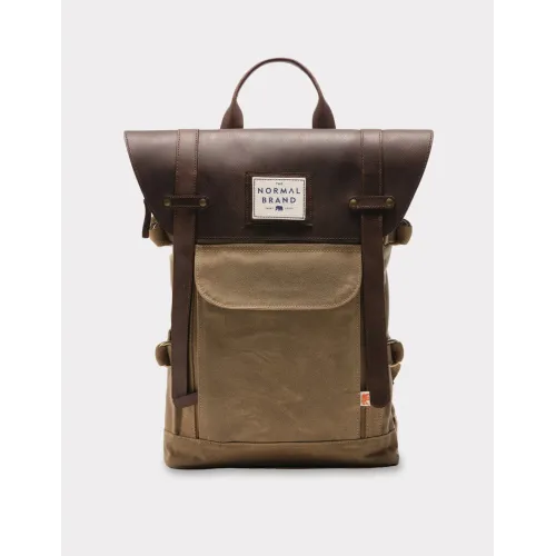 Top Side Leather Backpack - Tan